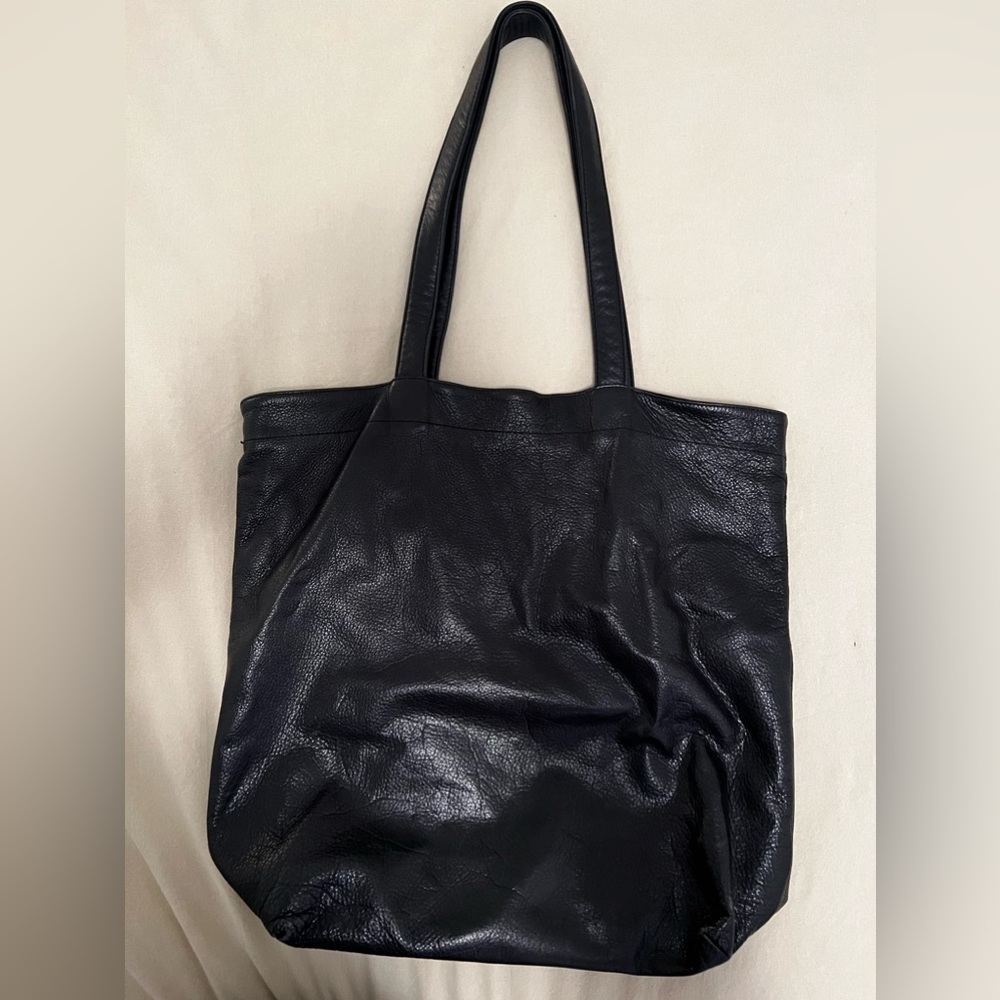 BAGGU Leather Shoulder Tote Bag